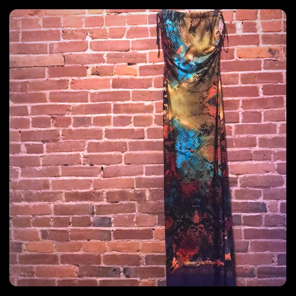 Funky, colorful strapless dress